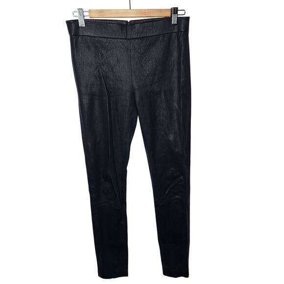 J.Crew Collection Genuine Leather Pixie Pants 4 ( fits 6) Black Mid Rise Biker